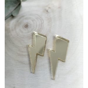 Pendientes Rayo, metacrilato efecto espejo, estilo moderno y colorido.