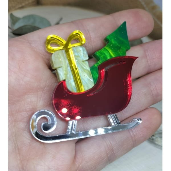 Broche Trineo Navidad realizado en Metacrilato