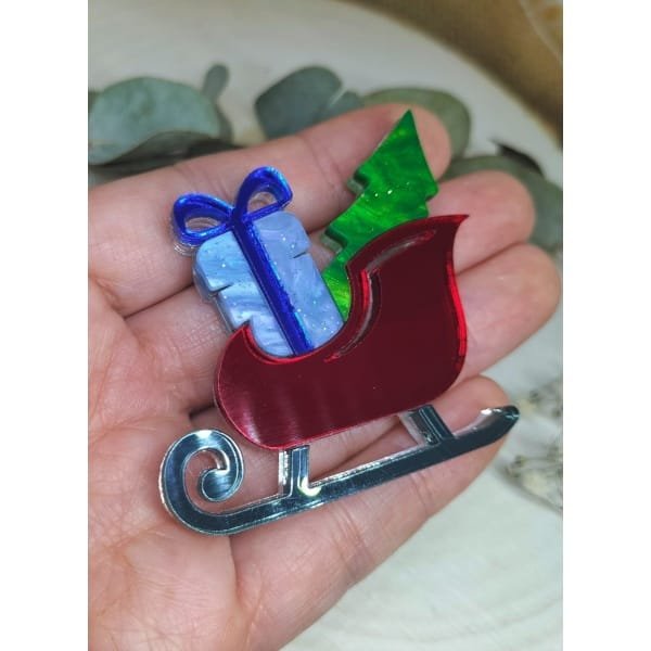 Broche Trineo Navidad realizado en Metacrilato