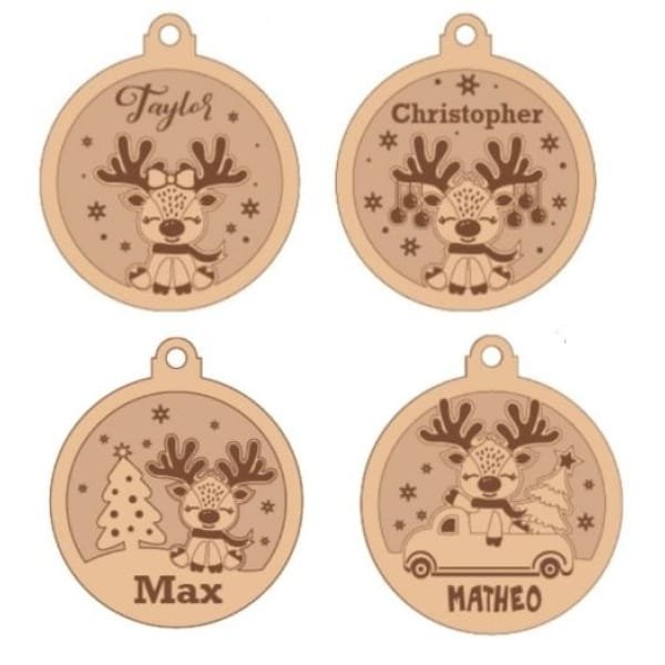 Bolas de Navidad Personalizadas en madera de doble capa