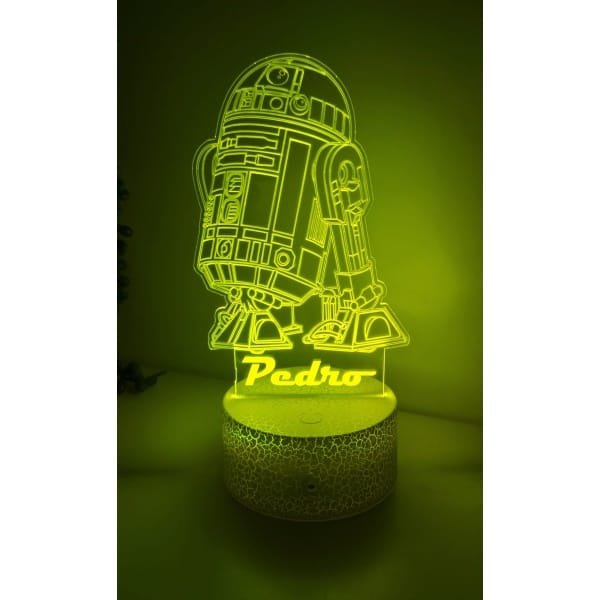 Lampara R2-D2 personalizada de metacrilato con nombre incluido