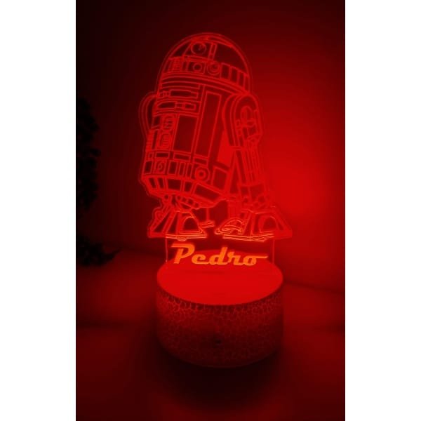 Lampara R2-D2 personalizada de metacrilato con nombre incluido